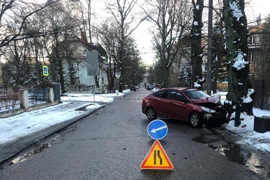 На Огарева «Хендай» врезался в дерево, пострадали двое (фото)