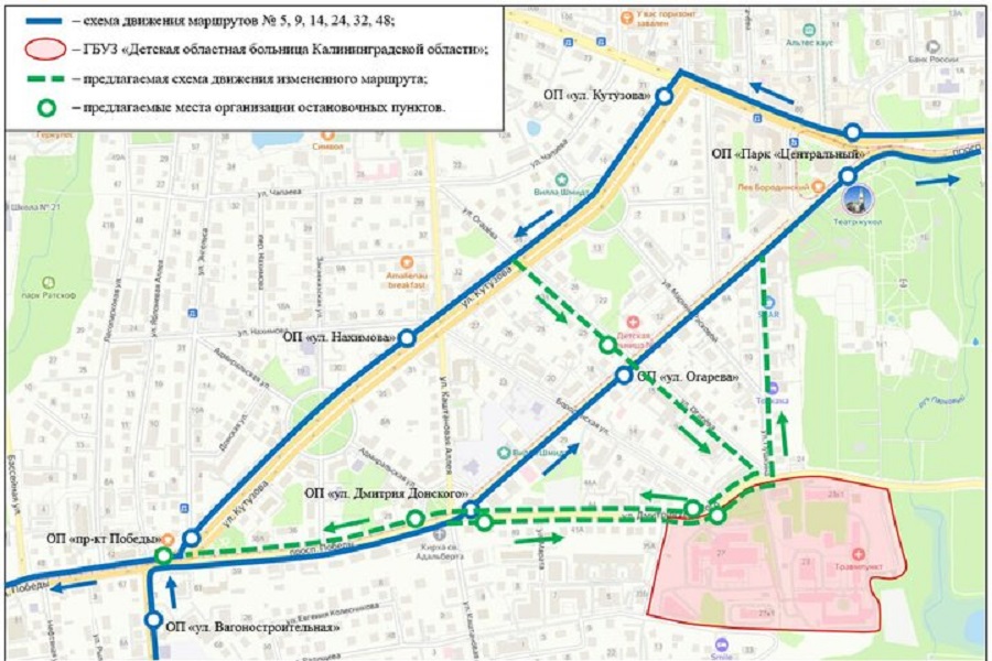 Калининградцам предлагают выбрать, какой маршрут автобуса пустить по Донского