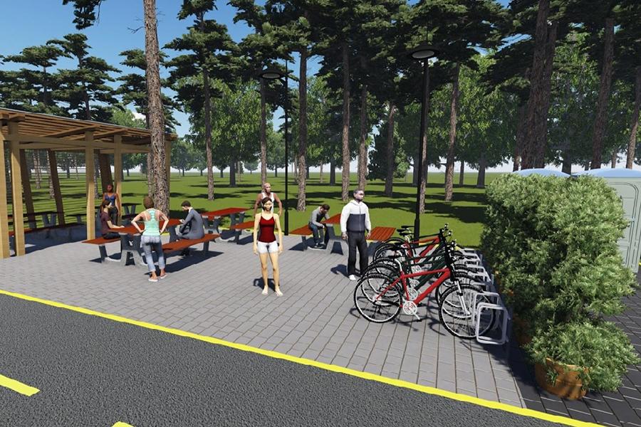 На велодорожке от Куршской до Балтийской косы власти хотят обустроить 12 площадок отдыха (эскиз)