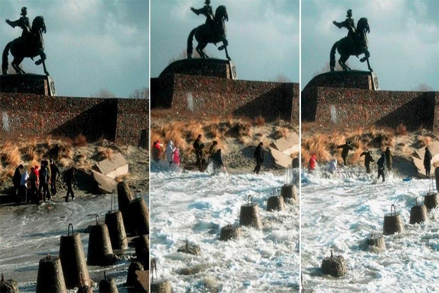 В Балтийске женщину смыло в море волной (фото)