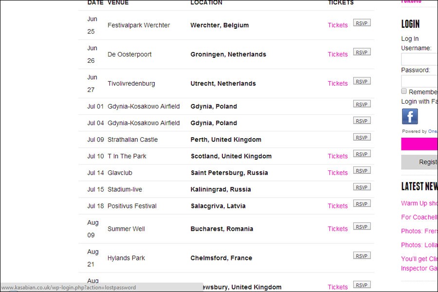 На сайте «Kasabian» появилась информация о концерте в Калининграде