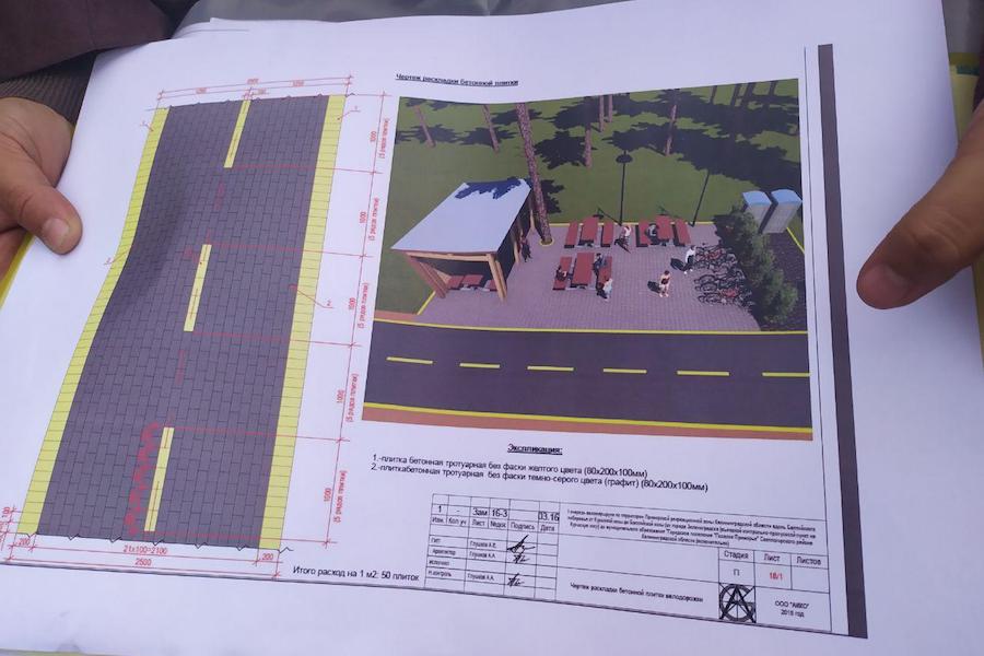 Проект велодорожки вдоль побережья предусматривает 11 пунктов отдыха (эскиз)