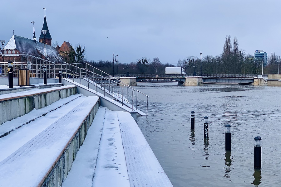 21 января: уровень воды в Преголе поднялся из-за непогоды