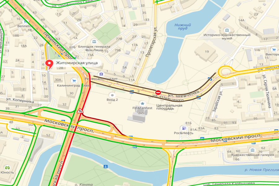 В Калининграде на месяц перекрыли ул. Шевченко