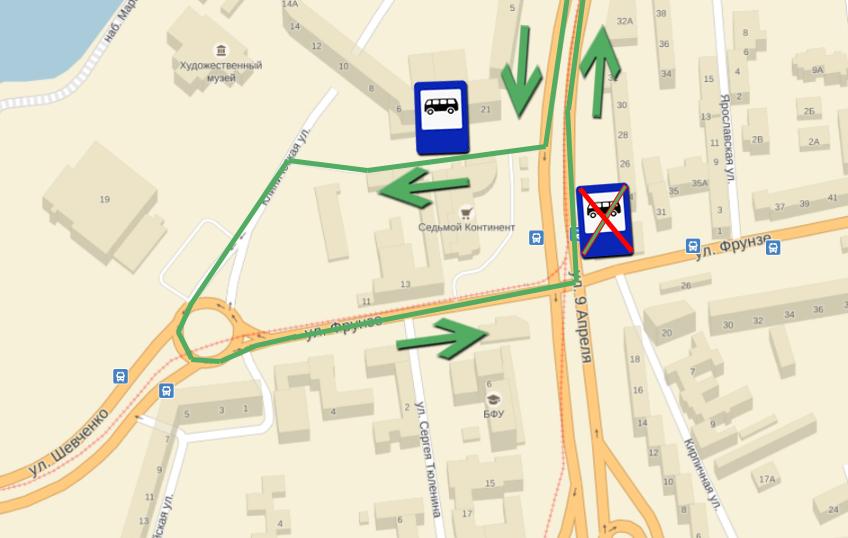 С будущего понедельника на ул. 9 Апреля переносится остановка автобусов (схема)