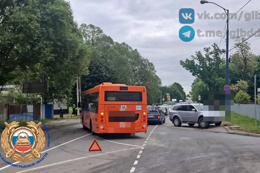 В Калининграде нарушивший ПДД автомобилист столкнулся с пассажирским автобусом (фото)