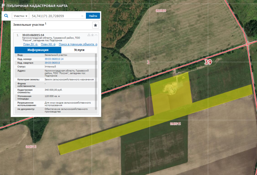 Кадастровая карта публичная калининградская область гурьевский район