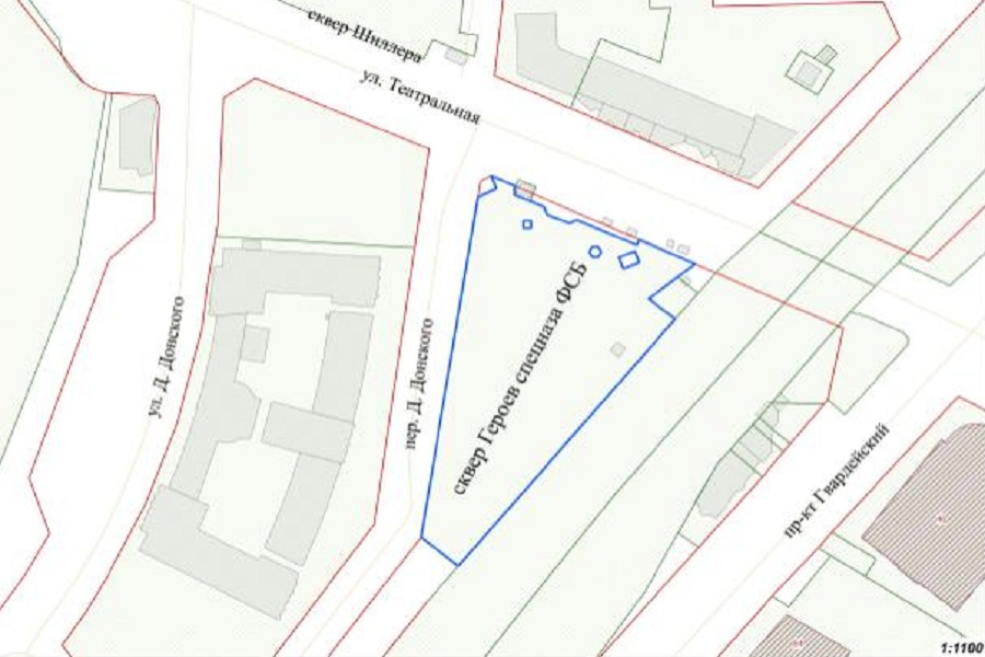 Для благоустройства сквера Героев спецназа ФСБ горвласти разрешили вырубить 5 деревьев