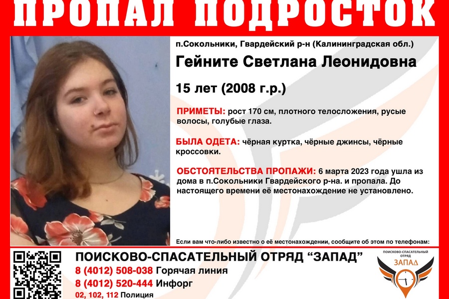 Родные и волонтеры разыскивают 15-летнюю девочку из пос. Сокольники