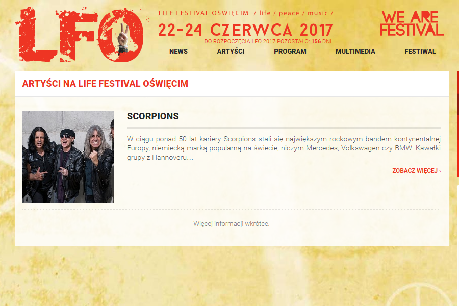 Группа «Scorpions» выступит на фестивале в Освенциме