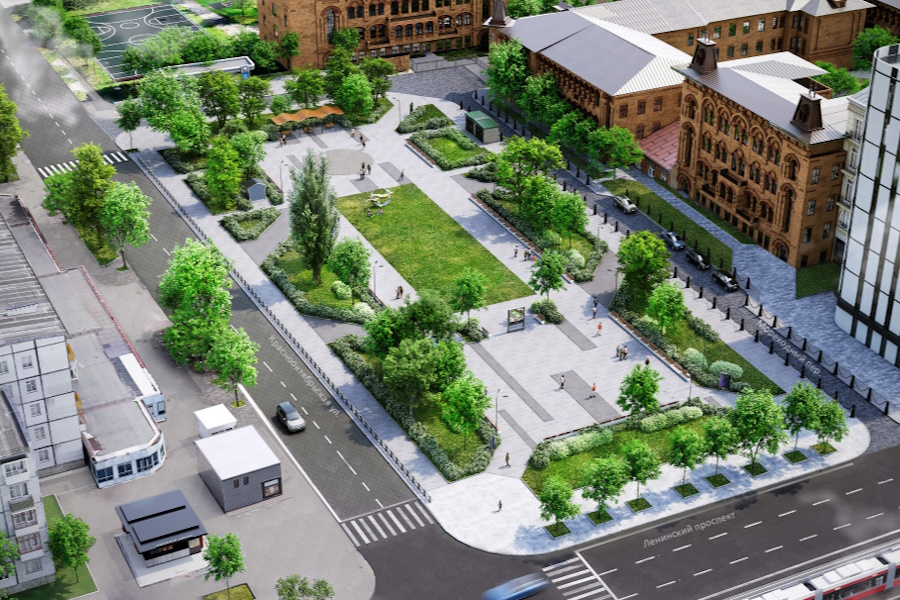 Лужайка и каток на месте фонтана: как предлагают благоустроить сквер у КМРК (фото)