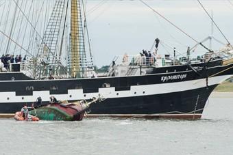 В Дании затонул буксир, выводивший парусник «Крузенштерн» из гавани