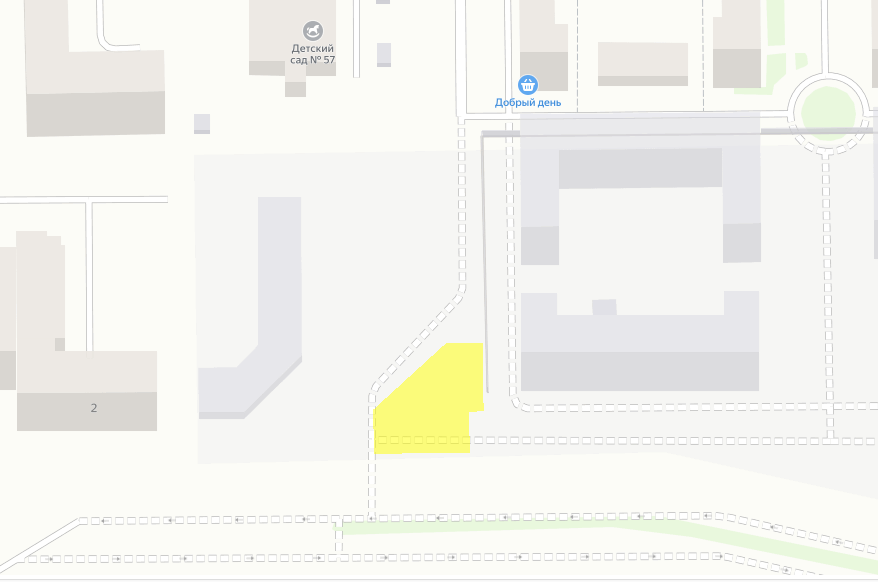 Жёлтым цветом выделен участок, на котором появится здание. Изображение: roscadastr.com