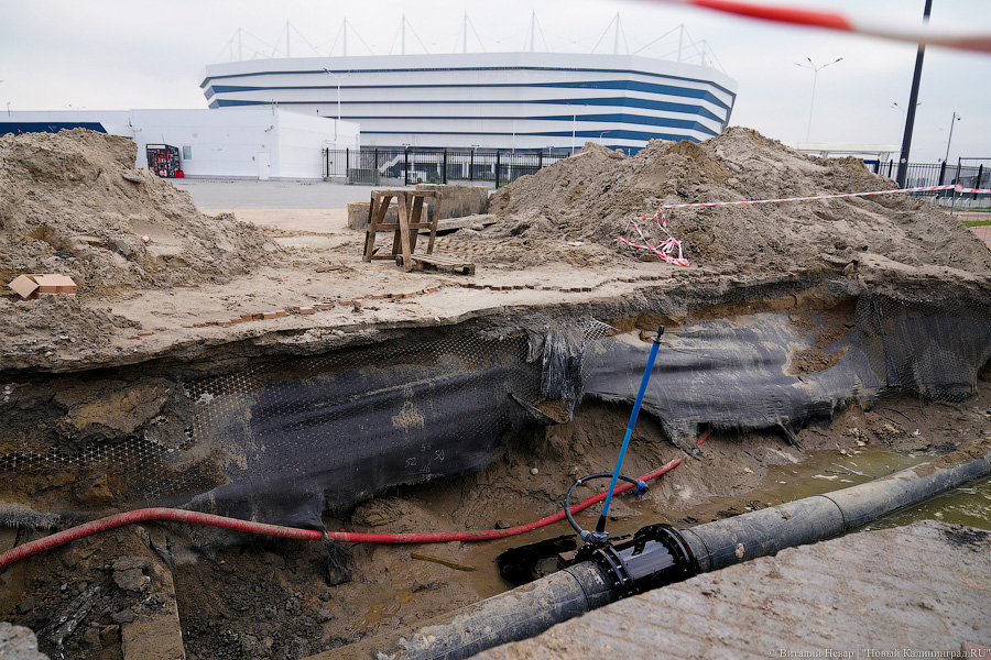 Водопровод 2020. Шахты прорыв водопровода. Водоснабжение Калининград. Проект возле стадиона Калининград. Водопровод на острове фото.